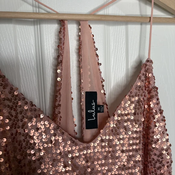 Lulu's Blush Sequin Strappy Dress Size Medium :) - Picture 5 of 8